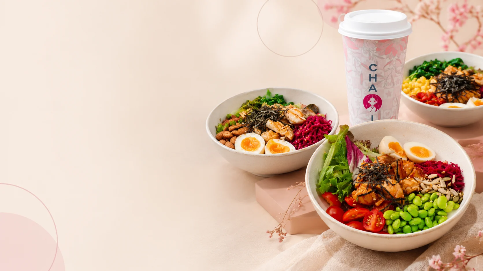 Cha In BowlKu meals with a Cha In takeaway drink